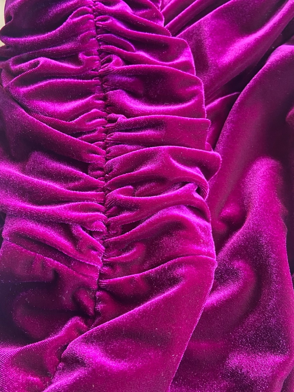 Lauren Ralph Lauren Velvet Puff Sleeve Dress Sz 8 Purple Ruched Faux Wrap Skirt - Picture 5 of 12